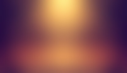 Illumination in dark symmetrical blur background. Retro style. Yellow light and violet toned shadow.