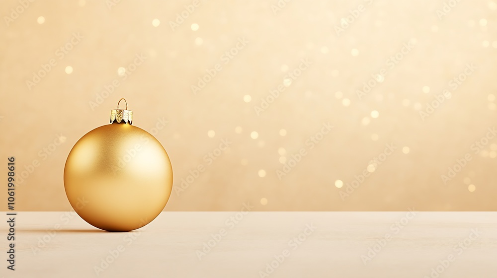 Poster luxurious golden christmas bauble in festive bokeh setting : generative ai