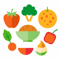 Vegetarian Dish Collection Healthy and Colorful Food Art on White Background