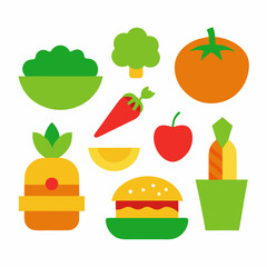 Vegetarian Dish Collection Healthy and Colorful Food Art on White Background