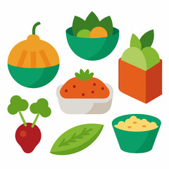 Vegetarian Dish Collection Healthy and Colorful Food Art on White Background