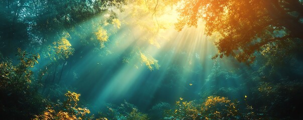 Obraz premium Radiant heavenly paradise with glowing rays and a dreamy atmosphere, emphasizing the purity and integrity of the truth concept