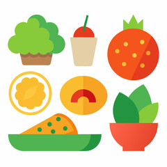 Vegetarian Dish Collection Healthy and Colorful Food Art on White Background