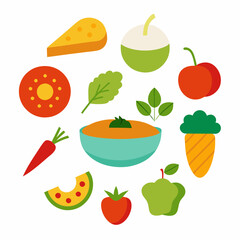 Vegetarian Dish Collection Healthy and Colorful Food Art on White Background