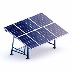 Isometric Solar Power Station on White Background - Vector Illustration