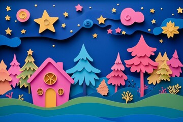 Fototapeta premium christmas tree and stars