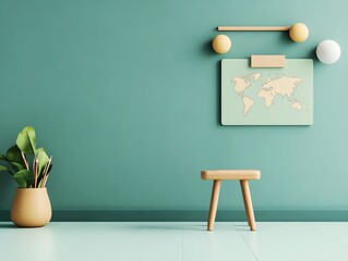 Modern interior with wall decor and plants