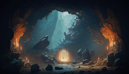 a hiden entrance to a dungeon in the middle of a mine, fantasy, 8k, realism --ar 16:9 --v 4 Job ID: 7afb311e-15c0-4085-9def-1ef1da4e6221