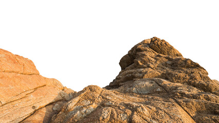 Cliff rock mountain isolated on white background, Edge rock formation high land, Stone sea brown...
