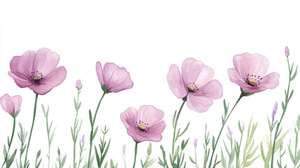 Fototapeta premium A group of pink flowers on a white background. Ideal for floral designs, hyacinth, ranunculus on a white background. High quality illustration.