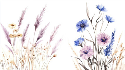 Naklejka premium A group of pink flowers on a white background. Ideal for floral designs, hyacinth, ranunculus on a white background. High quality illustration.