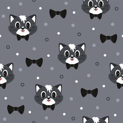 Cool Cat Vector Pattern Fashion Design 