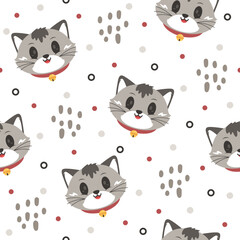 Cute Cat Vector Pattern Fashion Design 