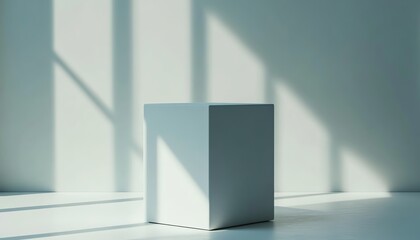 3D rendering of a plain white box, isolated on a white background, sharp detail, realistic shadows, sleek and professional
