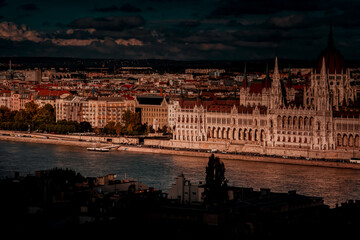 Autumn panoramic view of Budapest from FIsherman's bastion