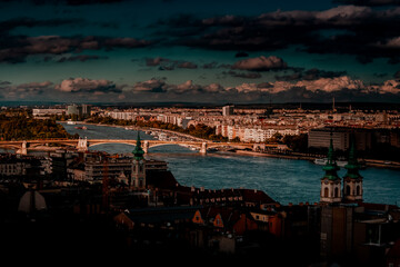 Autumn panoramic view of Budapest from FIsherman's bastion