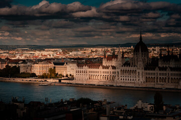 Autumn panoramic view of Budapest from FIsherman's bastion