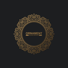 Luxury dark Gold round floral frame design