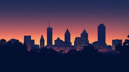 Stunning EPS10 Atlanta skyline silhouette in realistic vector style image