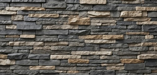 Obraz premium Natural Gray Stacked Stone Wall