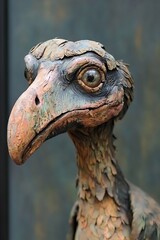 Isolated head of a whimsical dodo bird.