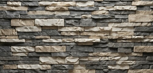 Obraz premium Aged Gray Stacked Stone Wall