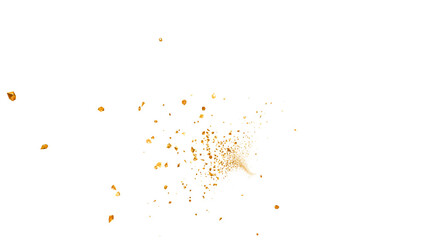 光り輝く金の粒子が飛び散るイラスト　背景透過	