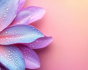 Fototapeta premium Lily petal with dew droplets, rich colors, high detail, soft focus background, delicate and refreshing nature moment