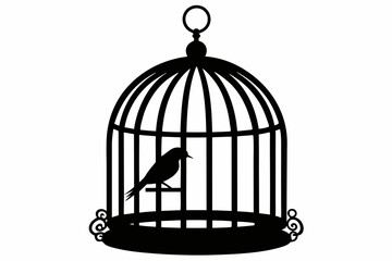 
Bird cage silhouette vector, vintage birdcages with bird, bird cage icon
