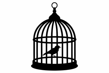 
Bird cage silhouette vector, vintage birdcages with bird, bird cage icon
