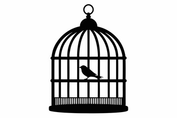 
Bird cage silhouette vector, vintage birdcages with bird, bird cage icon
