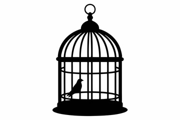 
Bird cage silhouette vector, vintage birdcages with bird, bird cage icon
