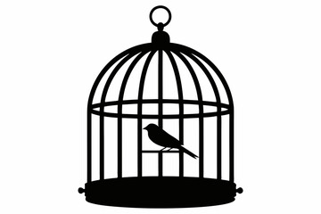 
Bird cage silhouette vector, vintage birdcages with bird, bird cage icon
