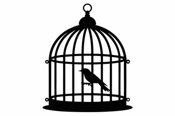 
Bird cage silhouette vector, vintage birdcages with bird, bird cage icon
