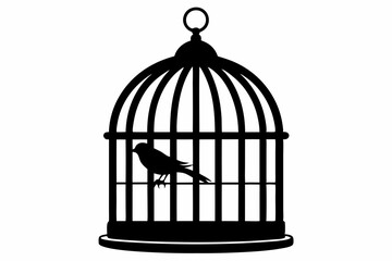 
Bird cage silhouette vector, vintage birdcages with bird, bird cage icon
