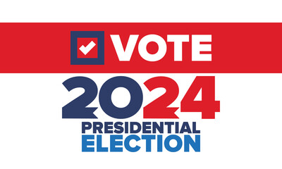 Vote 2024. Presidential Election in United States. Vote day, November 5. US Election. Patriotic american element. Poster, card, banner and background. Vector illustration