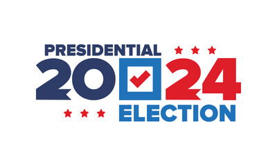Vote 2024. Presidential Election in United States. Vote day, November 5. US Election. Patriotic american element. Poster, card, banner and background. Vector illustration