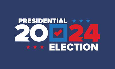 Vote 2024. Presidential Election in United States. Vote day, November 5. US Election. Patriotic american element. Poster, card, banner and background. Vector illustration