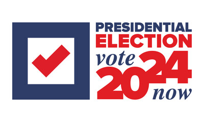Vote 2024. Presidential Election in United States. Vote day, November 5. US Election. Patriotic american element. Poster, card, banner and background. Vector illustration