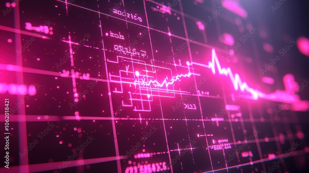 Poster dynamic animation of mathematical formulas on a black grid, engaging visual representation of mathem