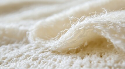 Obraz premium Close-up of White Furry Fabric with a Soft, Fluffy Texture