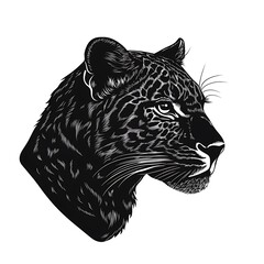 Obraz premium Leopard head portrait profile shot black silhouette logo SVG vector.