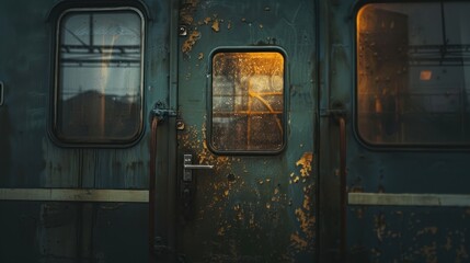 Train door from outside at close range capture from front door