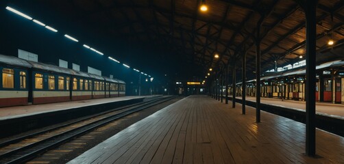 Deserted Train Station with Platforms