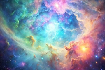rainbow nebulae in space and sparkling stars