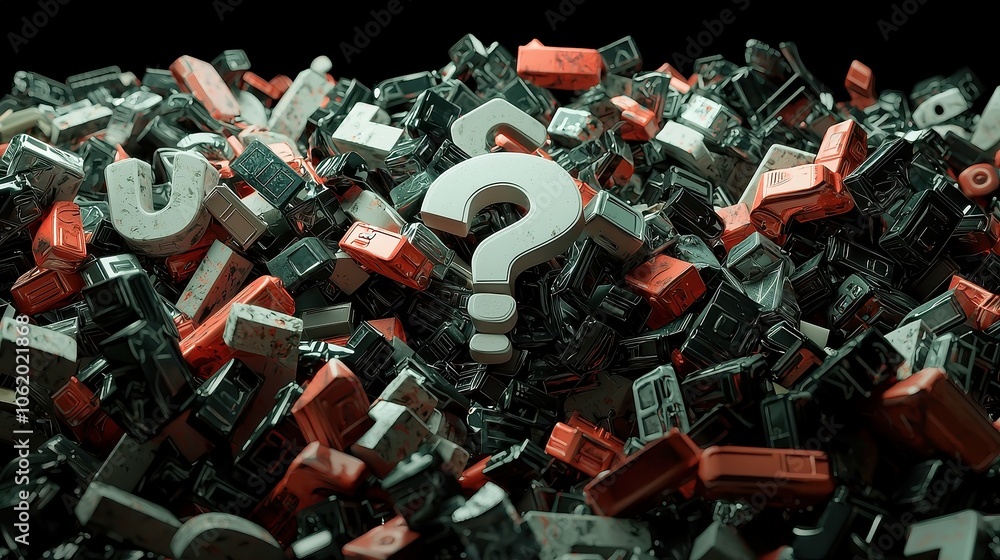 Aufkleber questions and confusion backdrop animation with swirling patterns on a dark background, evoking a se