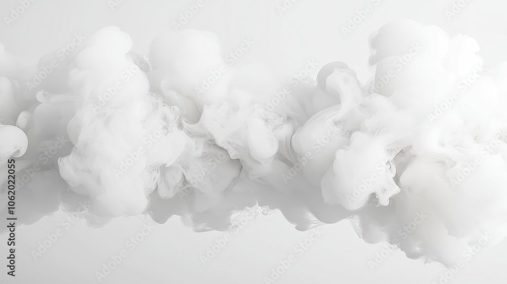 Poster misty atmosphere with soft haze, ethereal fog enveloping a serene space, creating an enchanting back