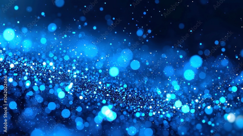 Poster abstract blue technology backdrop, illuminated with multiple light spots, offering ample free space 