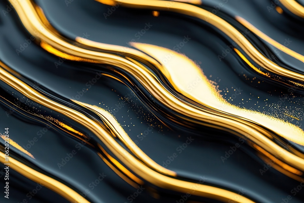 Poster a captivating abstract image showcasing flowing lines of gold against a dark background, creating a 