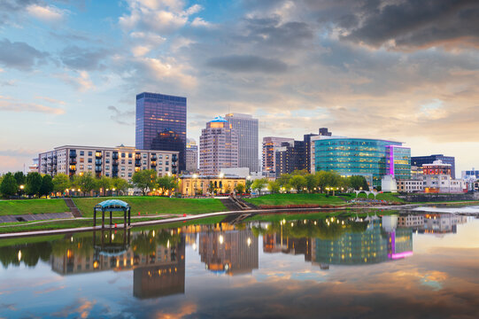 Dayton, Ohio, USA  Cityscape on the Miami River